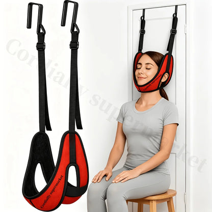Upgraded version of door hanging cervical brace, with thickened neck support and cervical fixation strap to relieve breathabilit