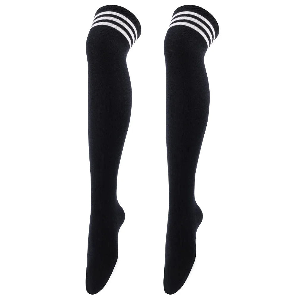 Women Jk Stockings Halloween Party Cosplay Socks Over Knee Thigh Socks Warm Stocking Women Boot Sock Triple Stripe Long Socks