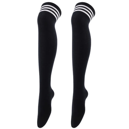Women Jk Stockings Halloween Party Cosplay Socks Over Knee Thigh Socks Warm Stocking Women Boot Sock Triple Stripe Long Socks