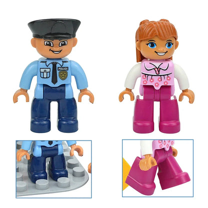 Figures Dolls Big Size Building Blocks Family Action Workers Doctor Police Farmer Compatible Large Bricks Duploes Kid Toys