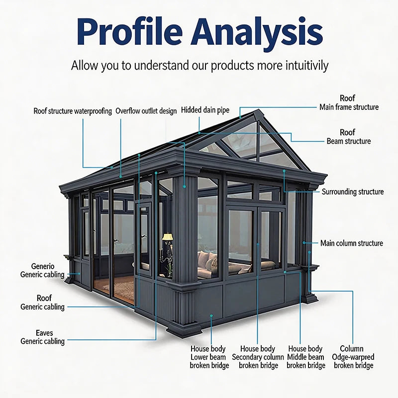 Aluminum Alloy Sunroom Glass House Modern Soundproof Solarium with Laminated Safety Glass Customizable Terrace Enclosure