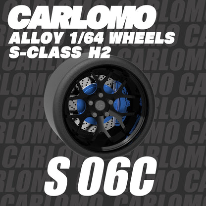 Carlomo S-Class Brand New 1/64 Alloy Wheels Rubber Tires with Brake Disc Assembly Rims for Model Diecast Car for model cars