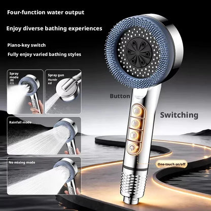 4Modes Pressure Boost Shower Head Multifunction Adjustable Large Water Shower Nozzle Massage Bathroom Accessory