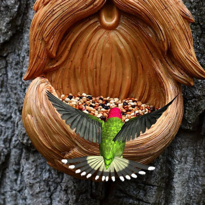 Tree Face Decor Bird Feeder Outdoor,Eyes Glow in Dark Fun Old Man Tree Hugger Sculpture Yard Art Garden Lawn Ornament Decoration