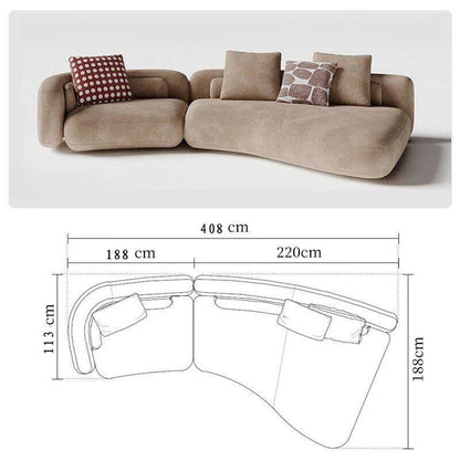 Small Apartment Bezier Sofa, Modern Italian Curved Irregular Fabric Couch, Detachable Washable Straight Row Living Room Sofa