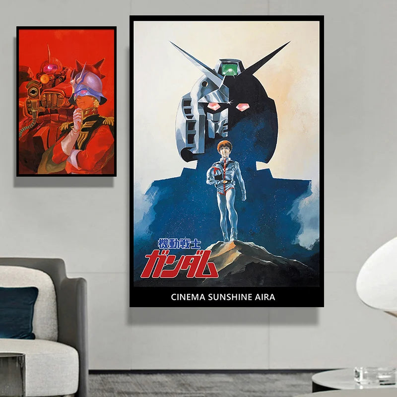 Gundam UC 0079 Frameless Canvas Print  Amuro RX-78 Poster Merchandise - Decorative Wall Art for Bedroom and Headboard