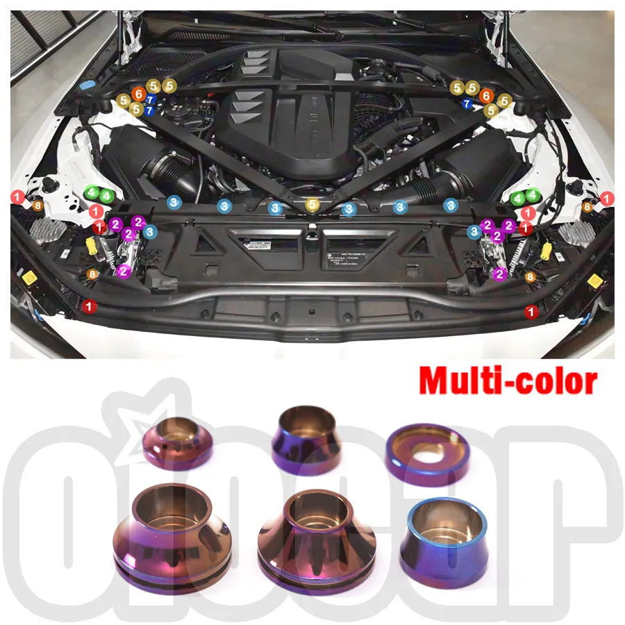 OiOMOTORS Front Bonnet Body Bolts and Nuts Billet Dress Up Hardware Kit for BMW G87 M2 G80 G81 M3 G82 G83 M4