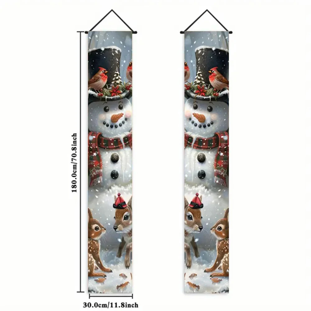 Christmas New Year Decorations Couplet Santa Snowman Door Banner For Home 2025 Xmas Hanging Ornaments Navidad Gift New Year 2026