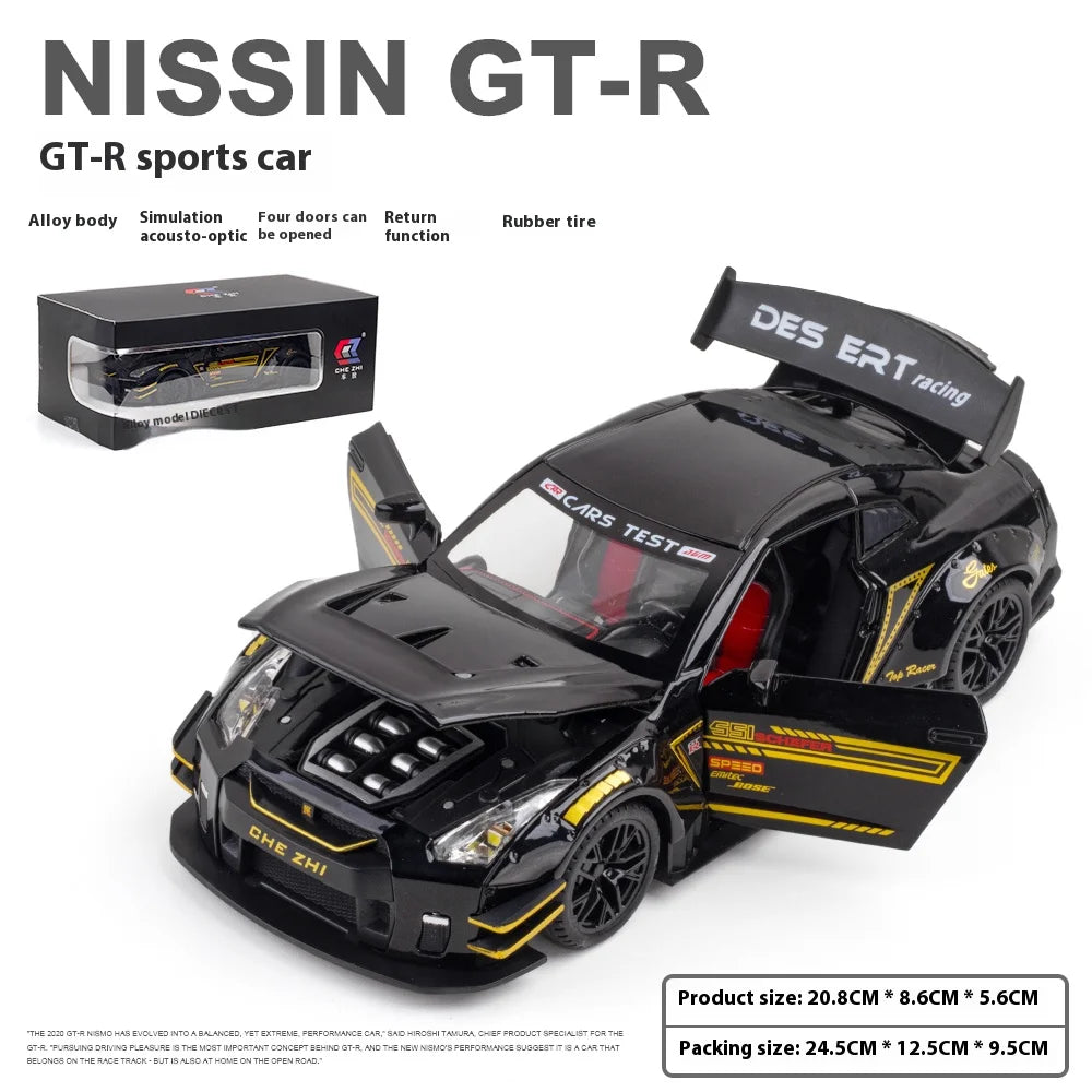 Large Size 1:24 Simulated Nissan GTR-r35 Car Model Sports Car Model Simulation Alloy Car Model Toy Collection Gift