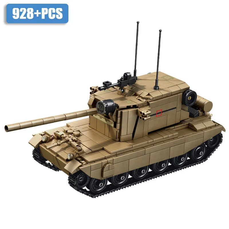 World Military War Ⅱ England FV4005 Tank Destroyer Building Blocks Bricks Set MOC FV4005 Heavt Tanks Kit Toys Gift For Adult