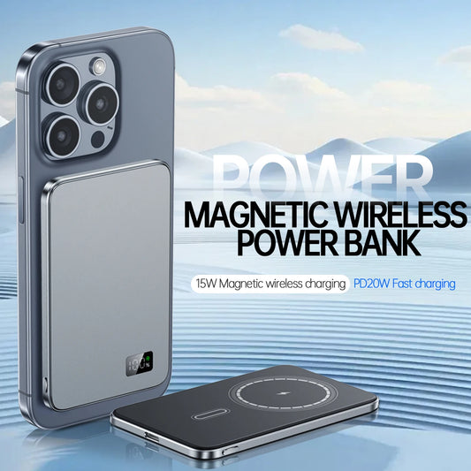 New 10000mAh Thin Magnetic Wireless Power Bank PD20W Fast Charging Portable External Battery for Magsafe For iPhone Samsung