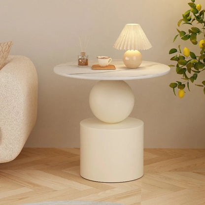 Light Luxury Simple Round Coffee Table Creative Sofa Side Few Livingroom Corner Few Balcony Round Table Cream Wind Bedside Table