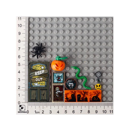 DIY City Tiles Printed Building Blocks Street View Ghost Pumpkin Medical Stretcher Music Package Bricks Christmas Halloween Toys