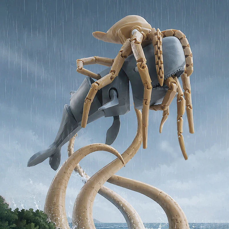 Articulated Giant Squid Action Figure Flexible Joint Deep Sea King Deep Sea Creature Model Tentacle Ocean Animal Ornament