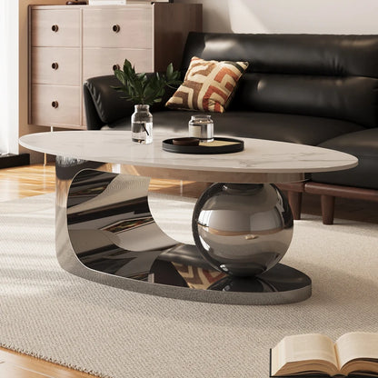 European Luxury Coffee Table Oval Modern Glam Premium Coffee Table Living Room Aesthetic Table Basse Design Home Furniture