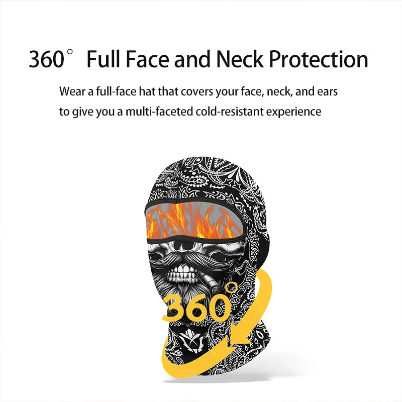 Winter Warm Plus Velvet Balaclava Motorcycle Cold-proof Scarf Ski Full Face Mask Skull Clown Windproof Neck Cover Cycling Cap