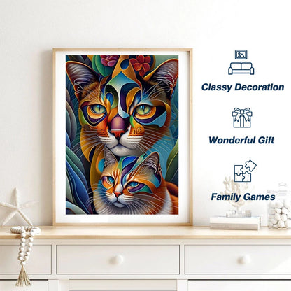 Two Cat Wooden Puzzles Games, Uniquely Irregular Animal Shaped Pieces Jigsaw Puzzles Toy, Creative Gift for Teenagers