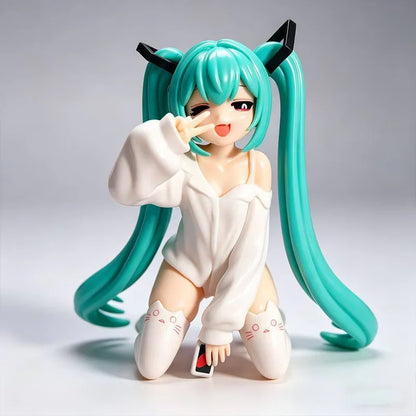 Anime Figure Hatsune Miku Gk Model Beautiful Girl White Pajama Collectible Statue Desktop Ornament For Adult Anime Collection