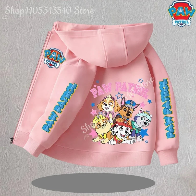Paw Patrol Kids Thin Hooded Coats Anime Chase Zipper Sweatshirts Outwear Fashion Spring Fall Hoodies Sportwear Children Clothes