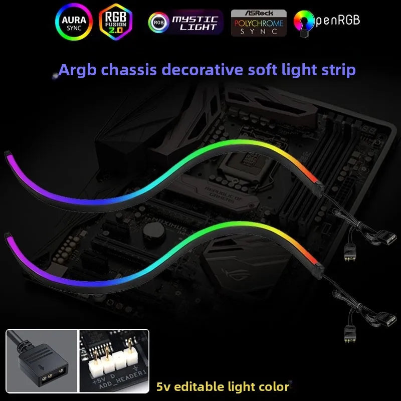 ARGB Motherboard PC Case Decoration 5V LED Strip - RGB Phantom Sync with Screen, AURA Sync Compatible 3Pin LED Strip