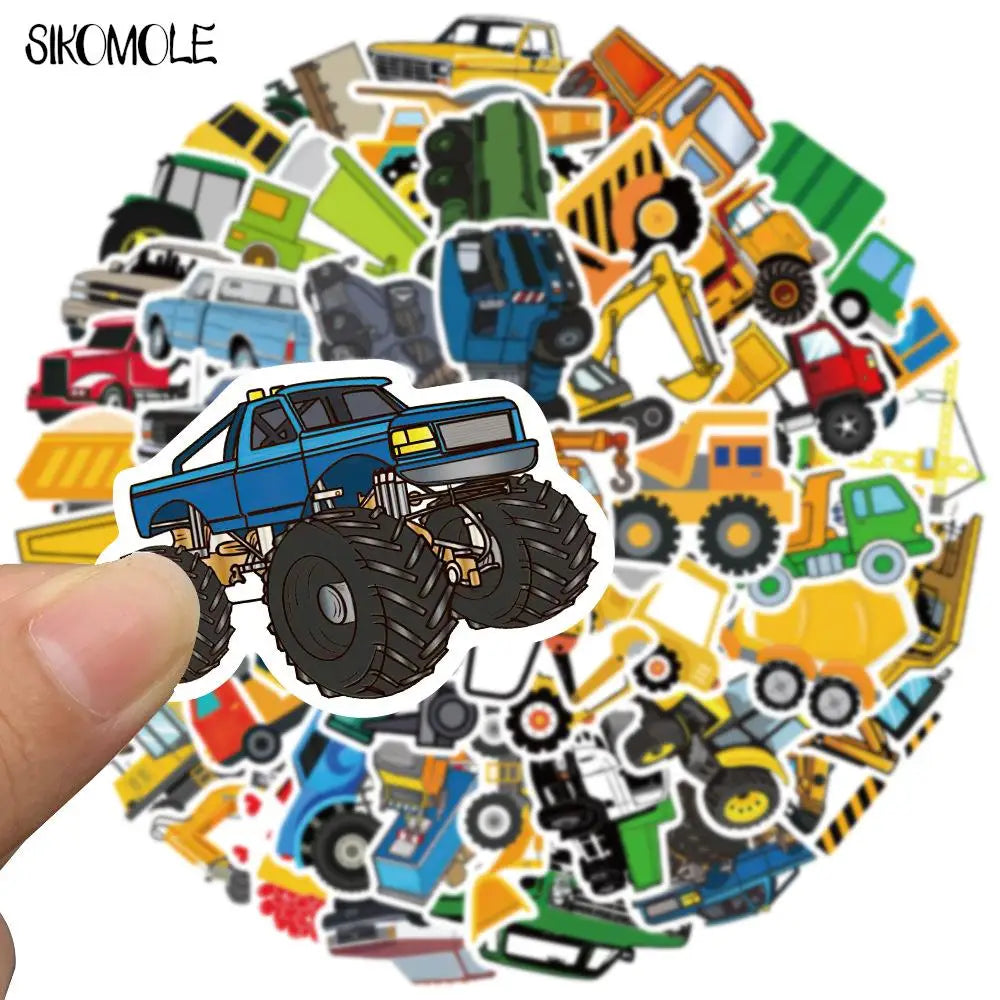 10/30/50PCS Cute Children's Cartoon Car Truck Stickers Kawaii DIY Skateboard Laptop Motor Graffiti Sticker Decals Kids Toys F5