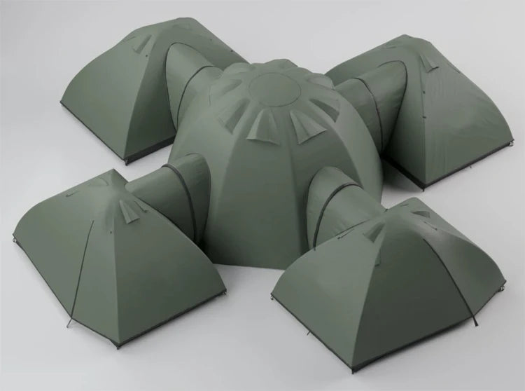 Large Family Modula Tent with One Hall and Four Separate 1-2 Person Tents for 4-8 Team Connection Tent for Outdoor Activity