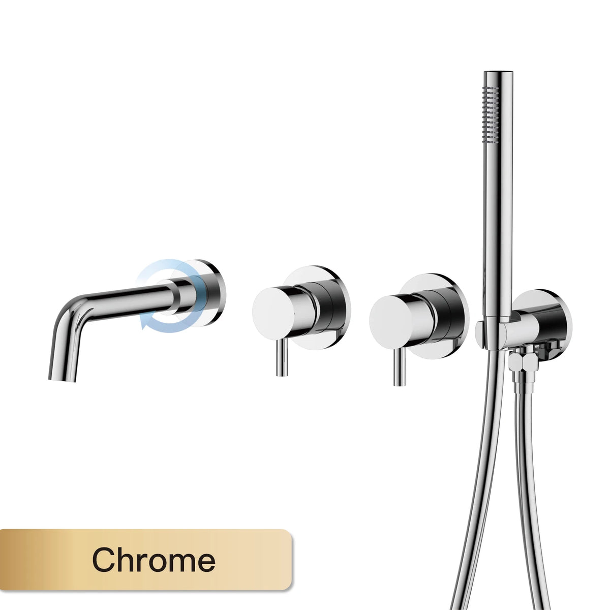 Simple Luxury Gun Gray Brass Bathroom Faucet with Wall Design and a Dual Handle Bathtub Mixer for Both Hot and Cold Water