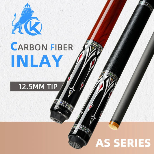 KONLLEN Carbon Fiber Pool Cue Stick PRO Taper Shaft Super Low Deflection Billiard Pool Cue Ebony Hand-Made Inlay Billiard Cues