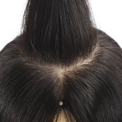 16“ 15x15cm Silk Top Wig Human Hair for Women Dark Brown Real Virgin European Human Hair Silk Base Wig Breathable with PU Front