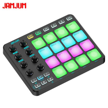 JAMJUM JP-1  Wireless MIDI Controller Pad with 16 RGB Backlit Led USB-C Interface Portable Design Small MIDI Pad