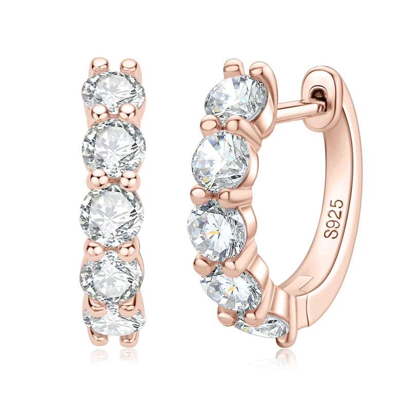IOGOU 3.5mm D Color Moissanite Hoops Earring 100% Real 925 Silver Rose Gold Plated Huggie Earring For Women Girl Fine Jewelry