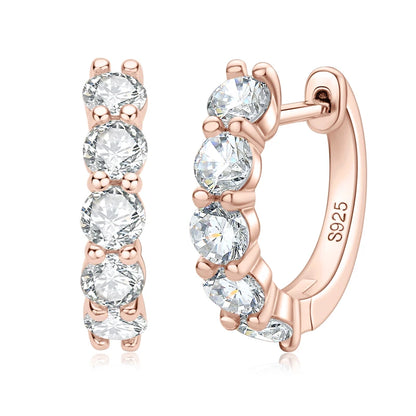 IOGOU 3.5mm D Color Moissanite Hoops Earring 100% Real 925 Silver Rose Gold Plated Huggie Earring For Women Girl Fine Jewelry