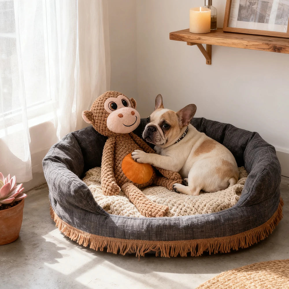 Durable Long-Legged Monkey Squeaky Plush Dog Toy, Bite Proof Interactive Toy for Aggressive Chewers, Training Toy for All Size