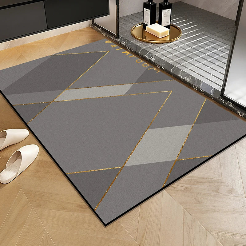 1 Elegant Style Diatomaceous Earth Material Machine Washable Rectangular Bathroom Mat, Absorbent Pad, and Entrance Door Mat