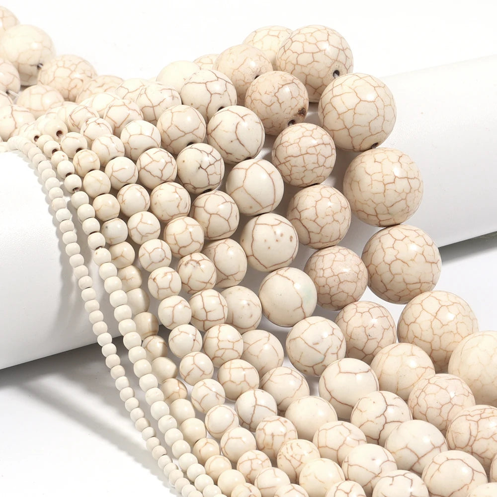 Natural White Turquoises Stone Beads 3-16mm Gemstone Spacer Bead for Jewelry Making DIY Bracelet Necklace Beaded Accessories