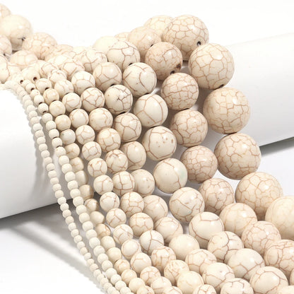 Natural White Turquoises Stone Beads 3-16mm Gemstone Spacer Bead for Jewelry Making DIY Bracelet Necklace Beaded Accessories