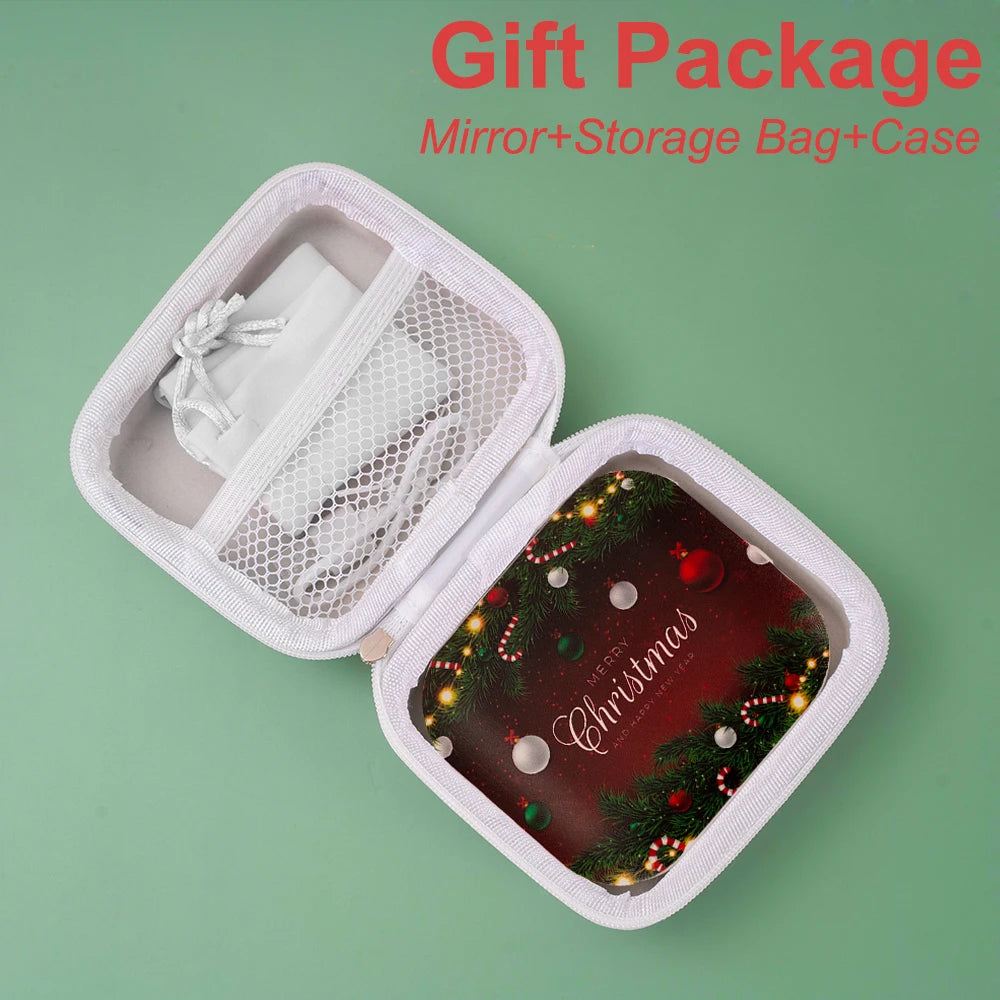 Compact Mirror with Lights, 1X/2X Magnification Portable Folding Handheld Small Pocket LED Travel Makeup Mirror for Gift, Purse