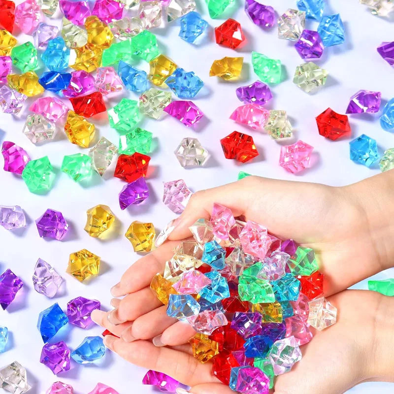 100Pc Blue Pebbles for Decorative Stones and Crystals Plastic Fake Gem Stones Acrylic Ice Rocks Crushed Diamond Stone Home Decor