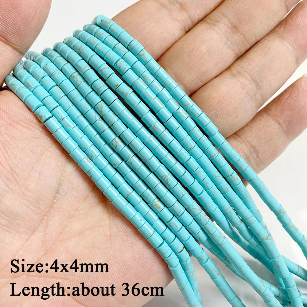 Blue Turquoise Stone Bead Irregular Round Oval Square Heart Loose Spacer DIY Beads Fit Jewelry Making Bracelet Necklace Handmade
