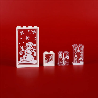 DIY City Tiles Printed Building Blocks Street View Ghost Pumpkin Medical Stretcher Music Package Bricks Christmas Halloween Toys