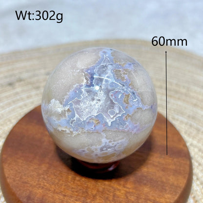 Natural Crystal Blue Flowe Agate Sphere Druzy Geode Painting Gemstones Mineral Energy Home Decorations Room Decor Gift