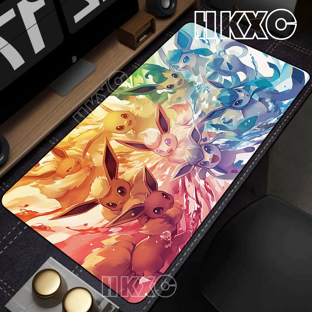Game Card Pad Gaming Carpet Anime Keyboard Pads Pokemon Eevee Mousepad Gamer Mouse Pads Laptop Extended Desk Mat PC Cabinet Rug