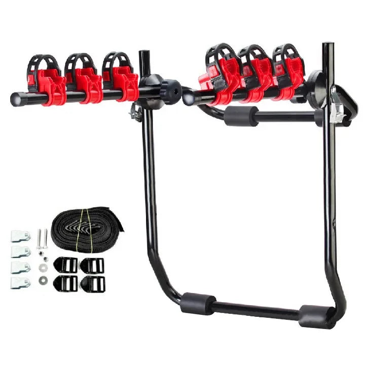 3-Bicycle Sturdy Arm Trunk Mount Bike Carrier Rack Hatchback Rear Holder for AUTO SUV & Car /Roof Rack