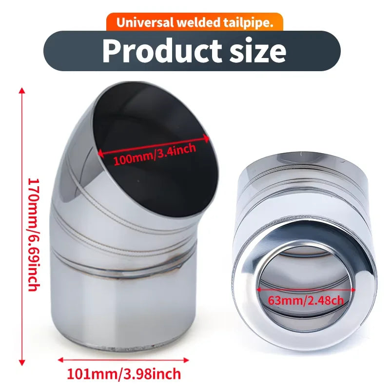 Universal 51mm 63mm Exhaust Muffler Tip Stainless Steel Welded Tailpipe Muffler Nozzle 2 Inch 2.5 Inch Exhaust Car Accessories