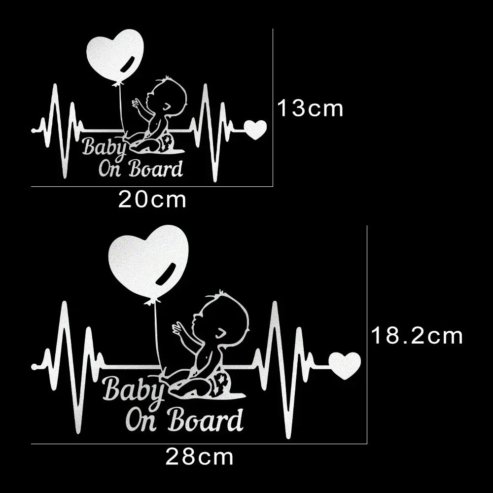 Heartbeat Balloon Baby on Board Car Sticker 3D Cartoon Baby In Car Auto Window Reflective Decor Decoration Exterior Accessories