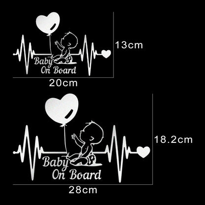 Heartbeat Balloon Baby on Board Car Sticker 3D Cartoon Baby In Car Auto Window Reflective Decor Decoration Exterior Accessories
