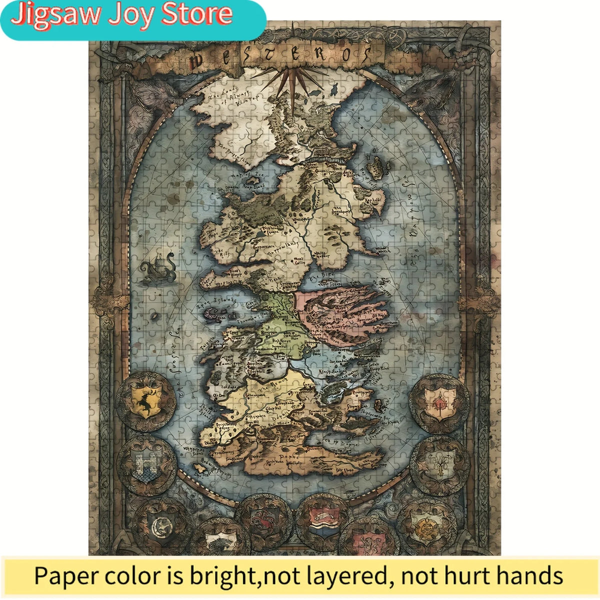 A  Puzzle Featuring a Seamless Map of Westeros, Perfect for Puzzle Enthusiasts. Ideal for Family Events Such As Halloween, Chr