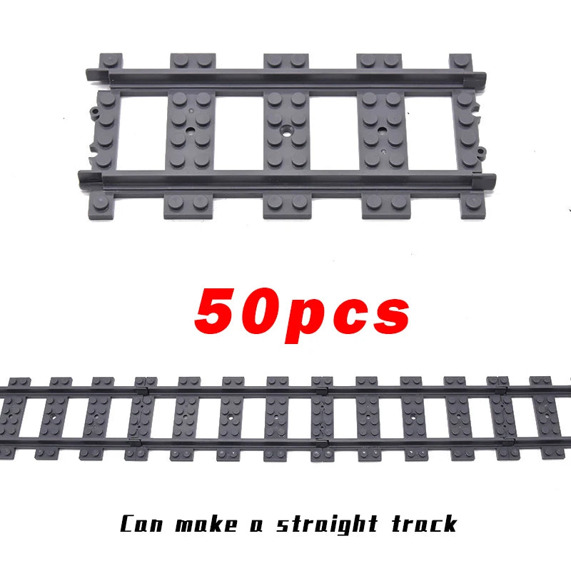 MOC City Bricks Train Flexible Construction Parts Railway Curve Track Building Blocks Model Accessories Compatible with 53401