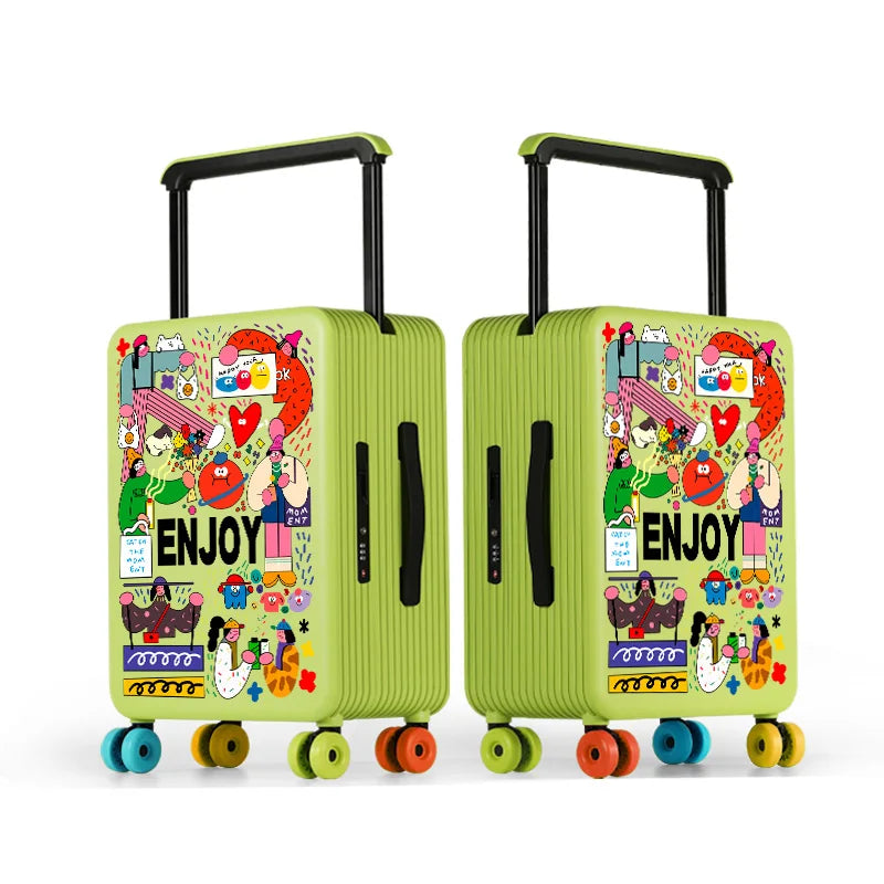 KLQDZMS Luggage High Quality 20"24"26 Inch Boarding Box Large Capacity Trolley Case Students Password Box Women's Suitcase