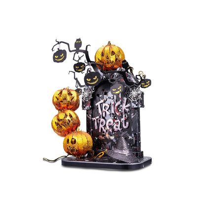 Piececool 3D Metal Model Kits Pumpkin Trick 3D Metal Puzzles for Halloween Decoration Building Blocks Best Gifts